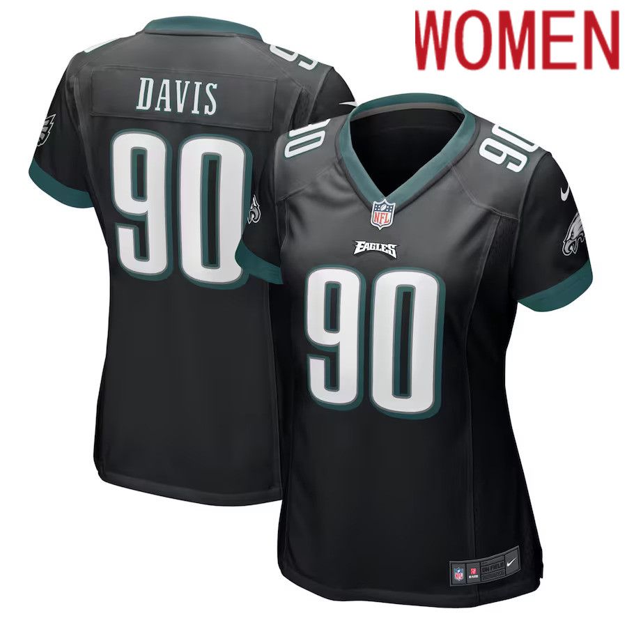 Women Philadelphia Eagles 90 Jordan Davis Nike Black Player Game NFL Jersey